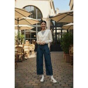 Anthro Pilcro Jeans The Kenna Hi-Rise Heritage Barrel Wide Leg Ankle 29 Bows